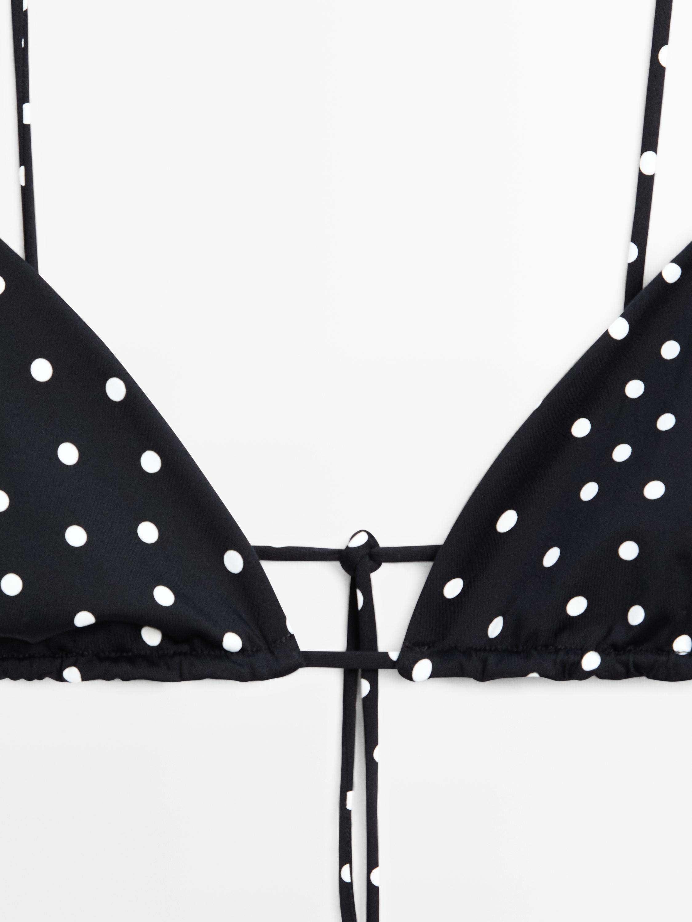Polka dot print triangle bikini top